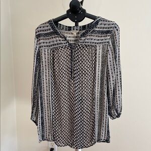 Lucky Brand Black and White Patterned Blouse